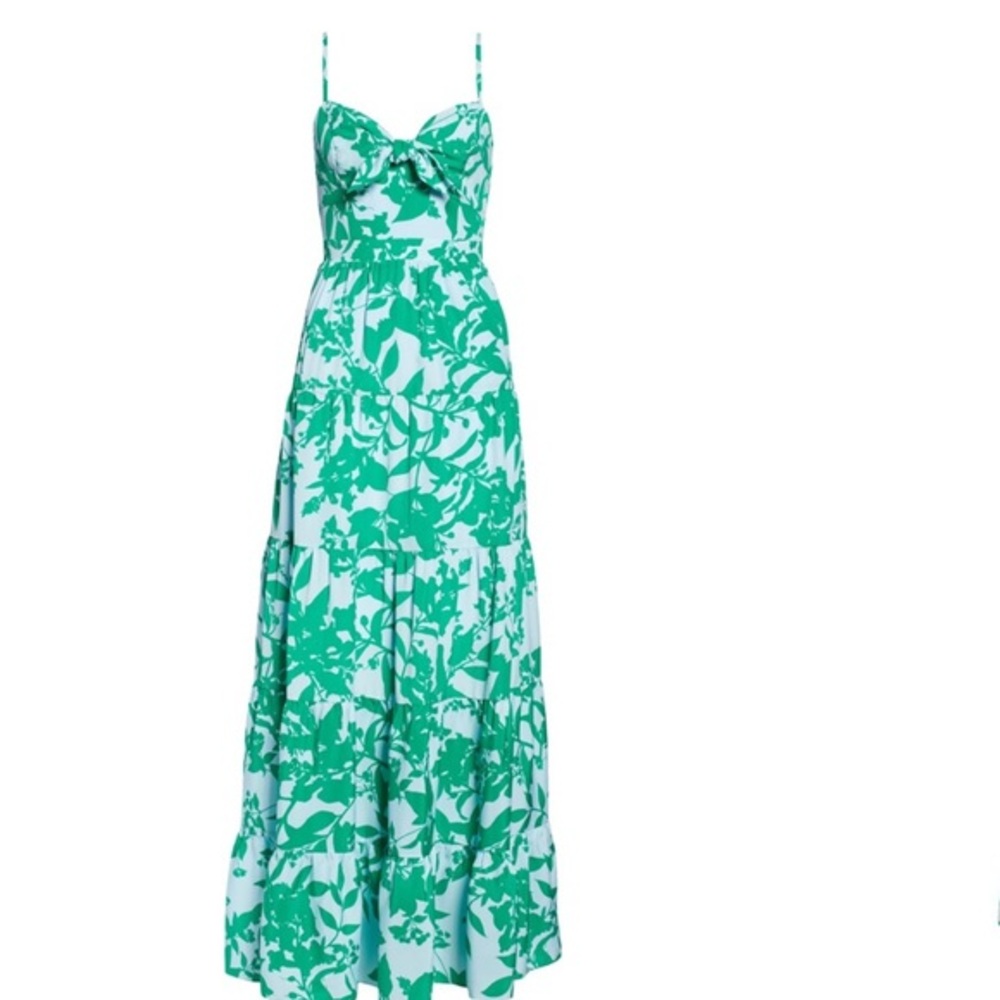 Eliza J Green and White Floral Maxi Dress